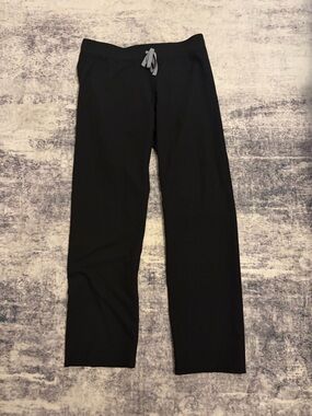 Figs Livingston Black Scrub Pants with Gray Drawstring